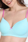 Zivame Beautiful Basics Padded Non Wired 3/4th Coverage T-Shirt Bra - Tanager Turquoise — thumbnail 4
